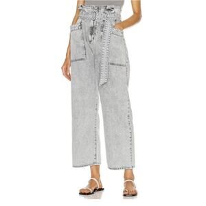 Agolde Aden Paperbag Belted Utility Wide Leg Jeans Rolling Thunder Gray Size 25